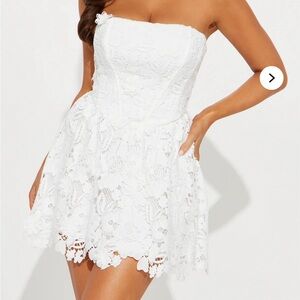 White Lace Strapless Dress